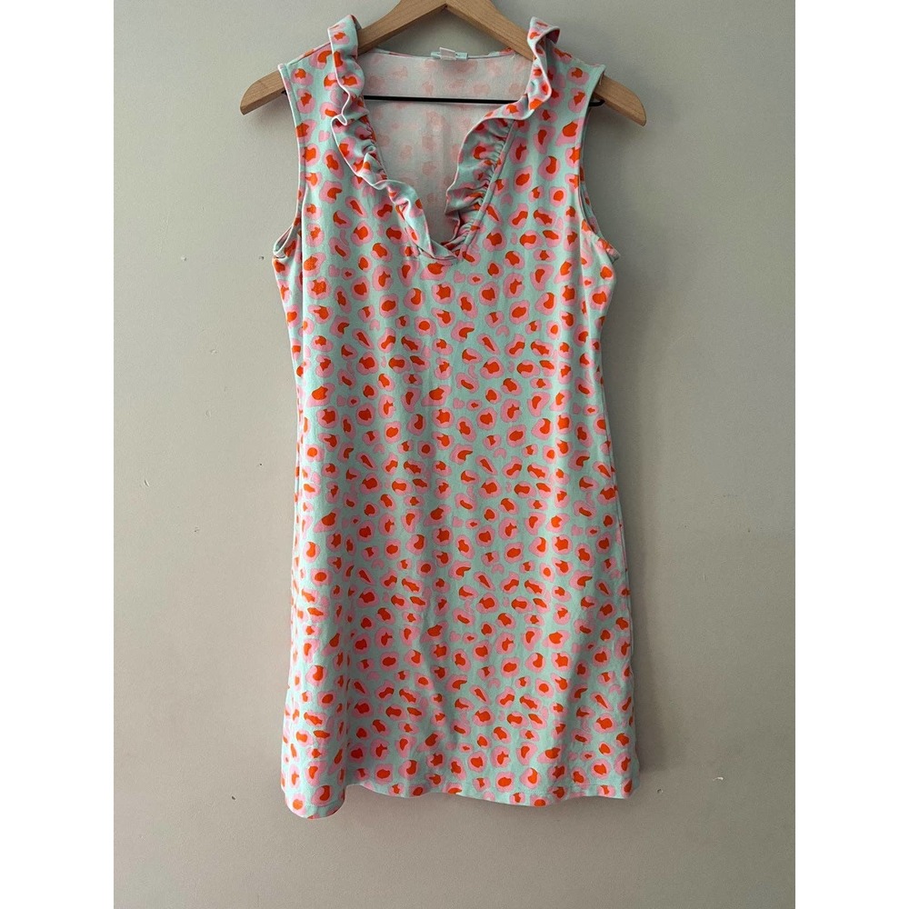 Sleeveless White Mini Dress with Orange Pink Print